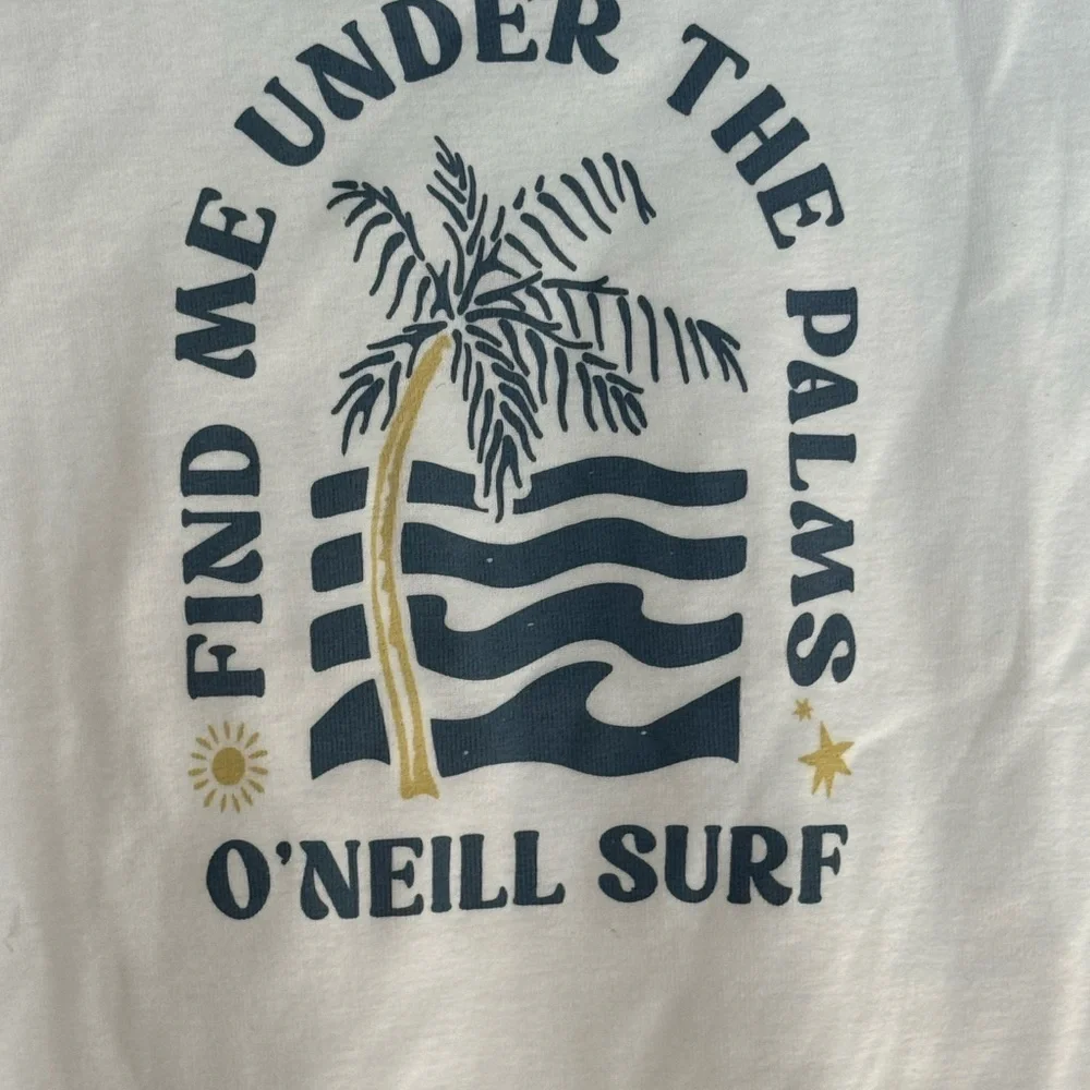 O’Neill Palm Tree Shore Graphic Tank White Girls XL NWT